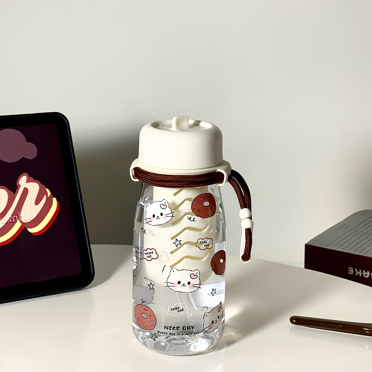 食品级可爱PP塑料水杯夏日女高颜值大容量便携随手吸管杯子耐高温