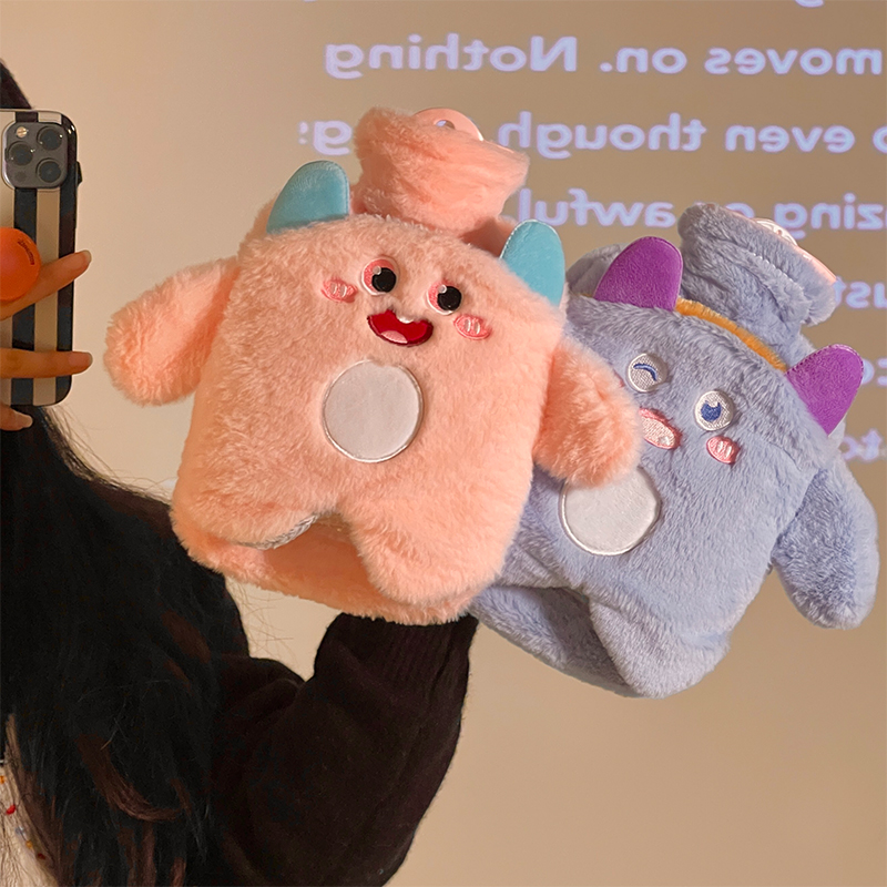 可爱小怪兽毛绒注水热水袋