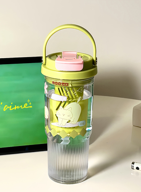 可爱吸管杯大容量水杯女生高颜值便携塑料杯子随行杯外带夏季新款