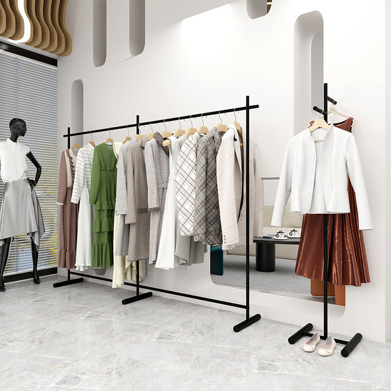 服装店展示架韩版铁艺服装架简约粗脚款男女装店货架衣架落地架