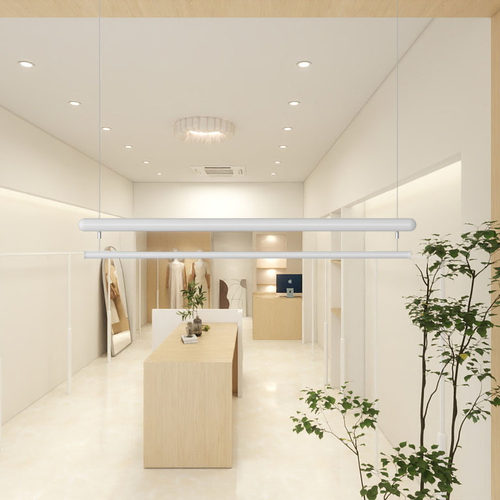 白色钢丝吊架服装店吊顶女装