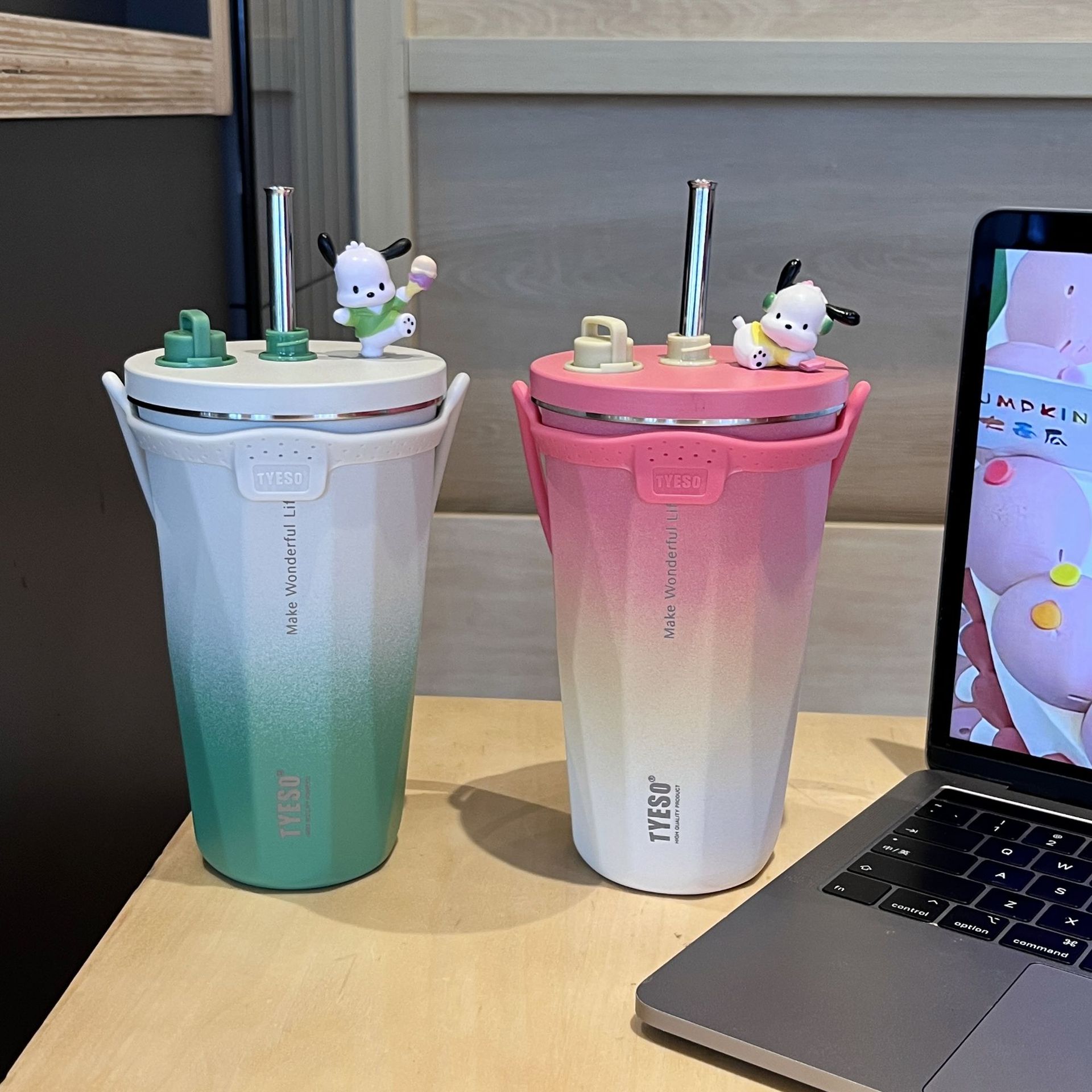 渐变色保温杯定制logo水杯刻字公司礼品广告水杯咖啡杯子图案订做