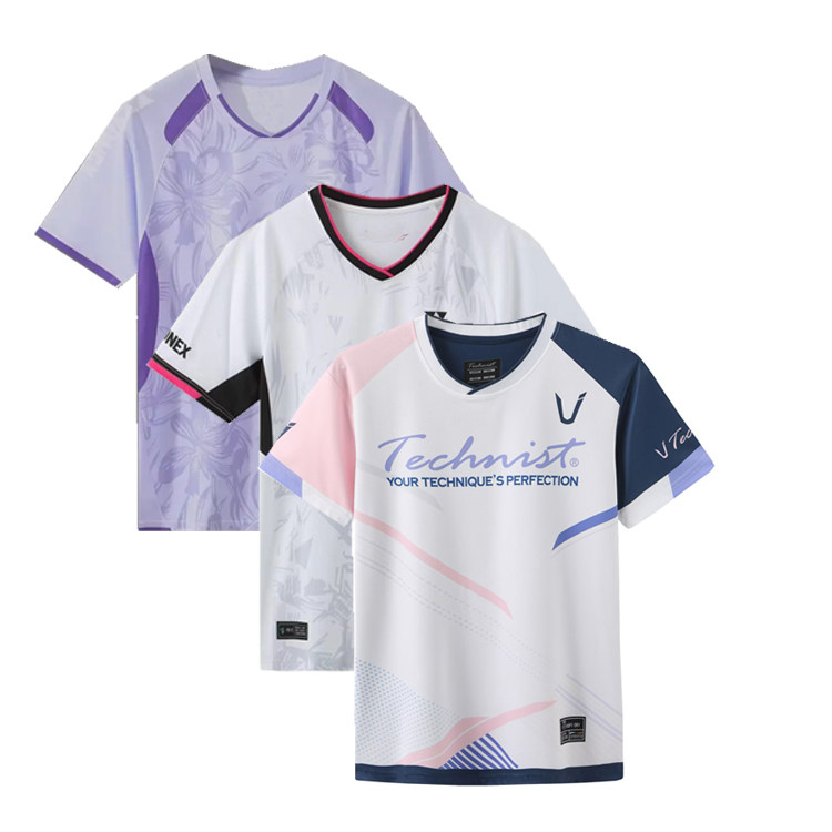 2026新款韩版羽毛球服男套装速干透气短袖女时尚休闲运动服印字