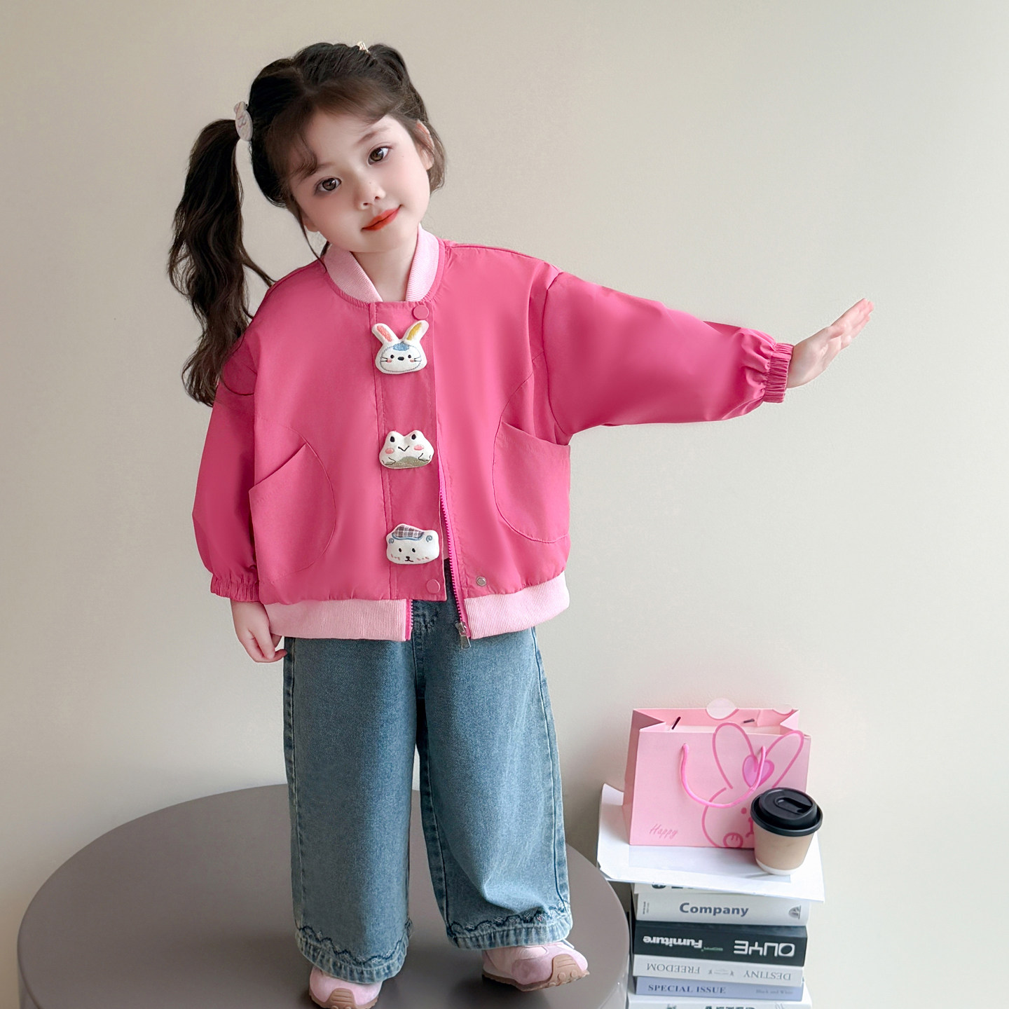 女童卡通公仔外套2025新款女宝宝可爱洋气上衣超萌女孩秋季棒球服
