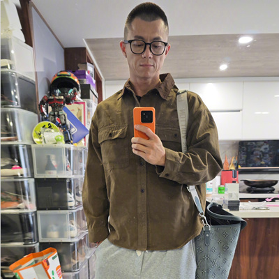 陈震同款美式复古衬衫工装牛仔