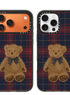 现货CASETiFY正品红色格纹泰迪熊适用苹果iPhone16/17Pro Max防摔手机壳潮流15/14/13/air复古圣诞节日保护套