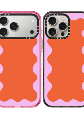 现货CASETiFY正品粉橙色波浪适用苹果iPhone16/17Pro Max防摔手机壳时尚14/13轻奢17air清新15浪漫少女保护套