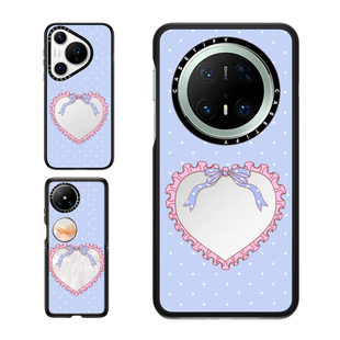 现货正品CASETiFY蓝底白圆点荷叶边适用华为P70 Pro爱心相框手机壳Ultra/Pocket 2折叠Mate60/70Pro+保护套女