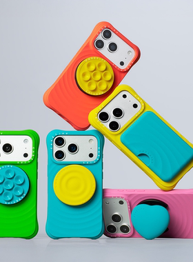 现货CASETiFY全新权志龙联名波漾磁吸卡包绿色黄色时尚气囊支架扣