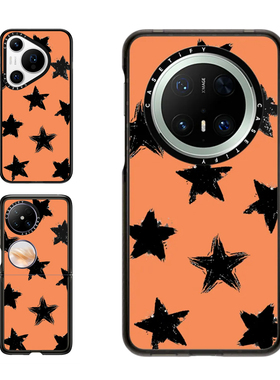 现货CASETiFY正品橙色底黑色星星适用于华为Pura 80 Pro防摔手机壳P70 Ultra/Mate60/70Pro+时尚Pura X保护套