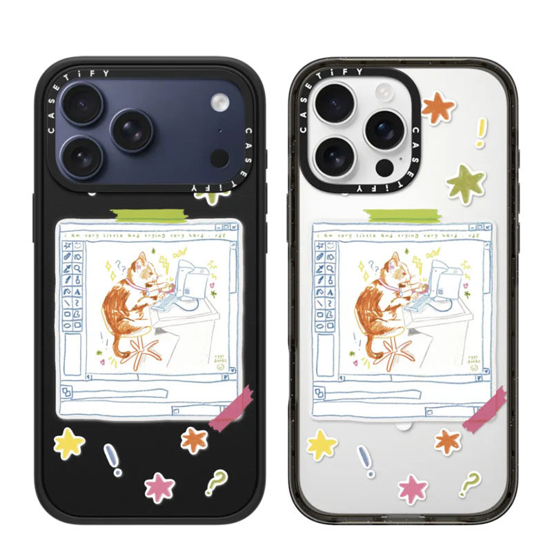 现货CASETiFY正品努力工作的猫咪适用苹果iPhone 16/17 Pro Max防摔手机壳励志15/14/13/air高级12小众保护套
