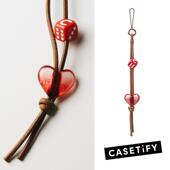 现货正品 CASETiFY皮质BioVeg幸运邂逅红色爱心手机挂件链条手腕绳