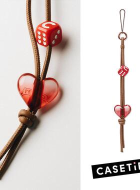 现货正品CASETiFY皮质BioVeg幸运邂逅红色爱心手机挂件链条手腕绳