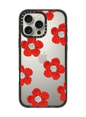 现货CASETiFY正品钩针花-红色适用苹果iPhone16 pro max磁吸手机壳时尚潮牌15/14/13艺术花朵ins风超火保护套