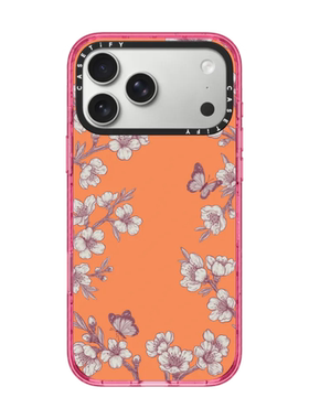 现货CASETiFY正品橙色粉樱庭园适用苹果iPhone17pro max防摔手机壳时尚16/15/14创意air高端13少女甜美保护套