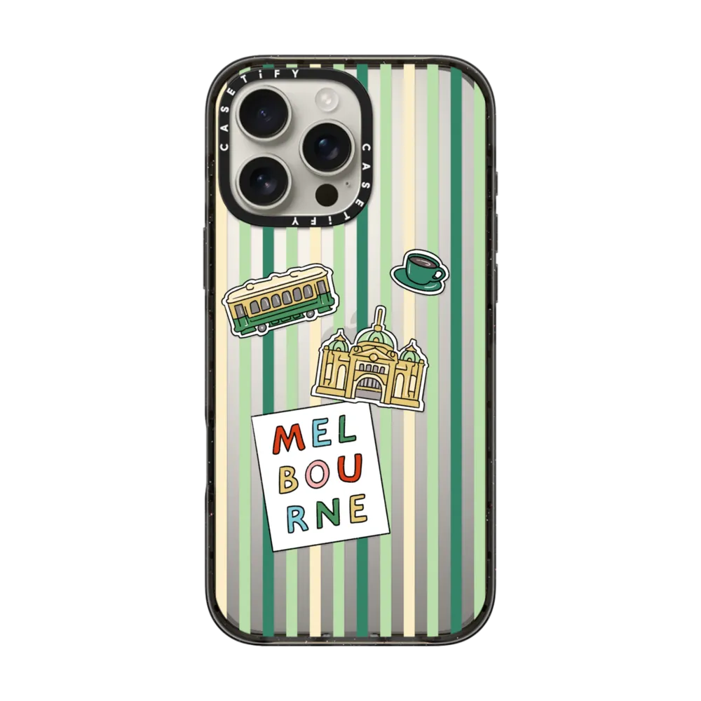 现货正品CASETiFY墨尔本贴纸和条纹适用苹果iPhone 16 pro max防摔手机壳时尚15/14/13小众轻奢16e城市插画套