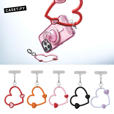 CASETiFY粉色爱心手机腕带小挂绳