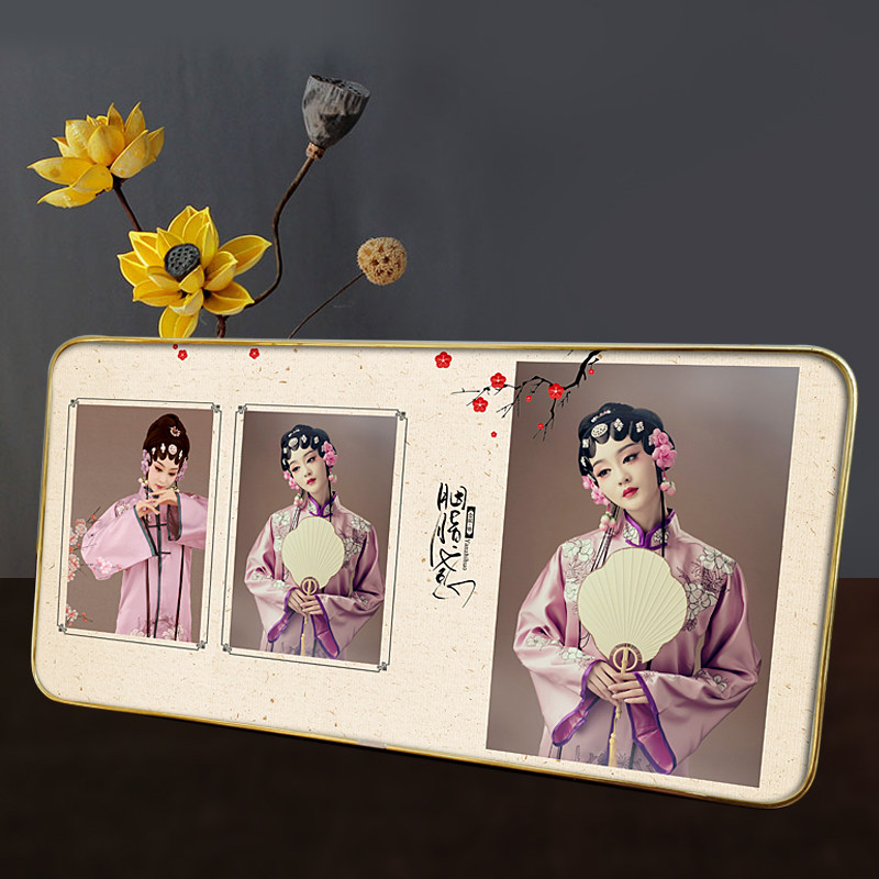 古装中国风新中式长方形连体摆台简约相架密度板包洗照片挂墙相框