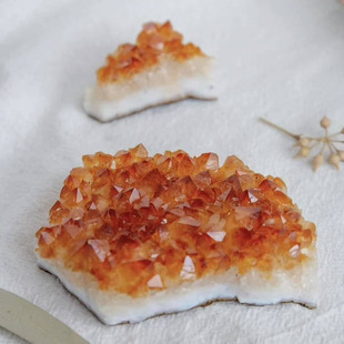 天然水晶原矿标本黄水晶晶簇摆件晶洞片黄水晶块消磁摆件装饰