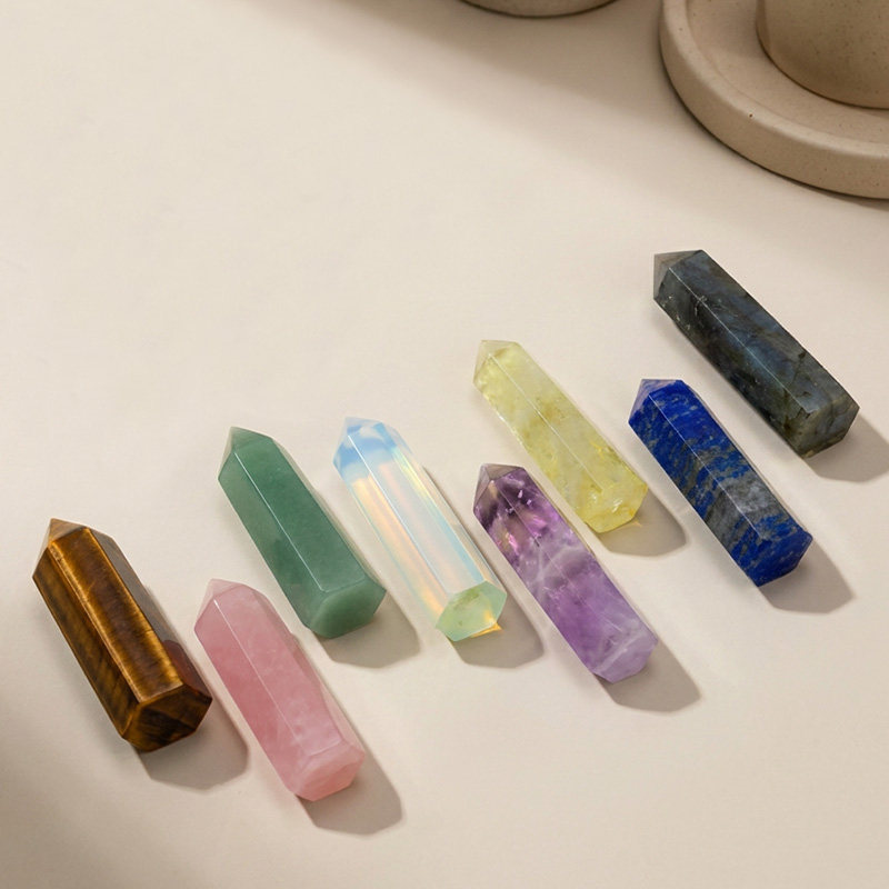 天然原石白水晶柱水晶摆件
