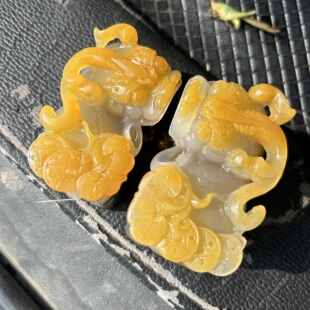 云南黄龙玉精品茄子山俏色金沙料霸王貔貅手把件品质保证物美价廉