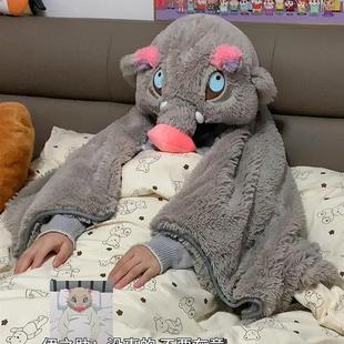 鬼灭之刃嘴平伊之助睡衣秋冬加厚搞怪猪头睡袍披风可爱鬼cos头套