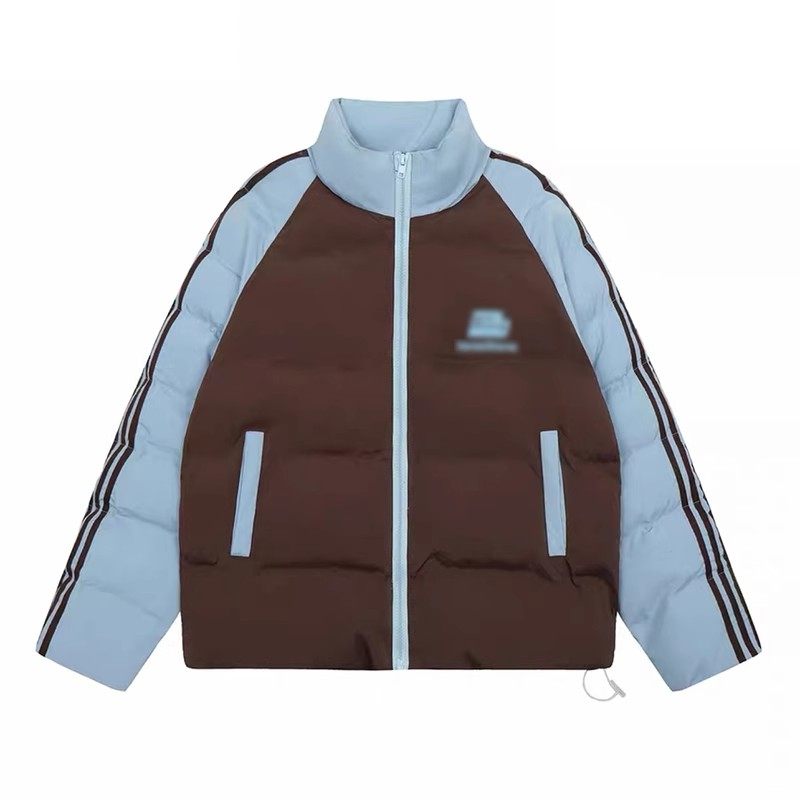 设计感小个子美式拼色条纹棉衣