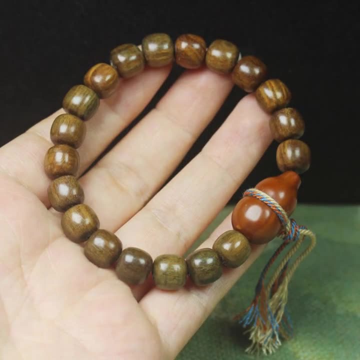 绿檀老型珠9mm手串橄榄核葫芦手链男女森系简约DIY佛珠念珠文玩