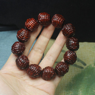 犀角紫檀狮子头手串 紫檀雕刻珠佛珠手串手链文玩新品犀角紫檀