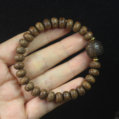 沉香木9mm算盘珠手串手链貔貅款 木质DIY男女款佛珠念珠批发