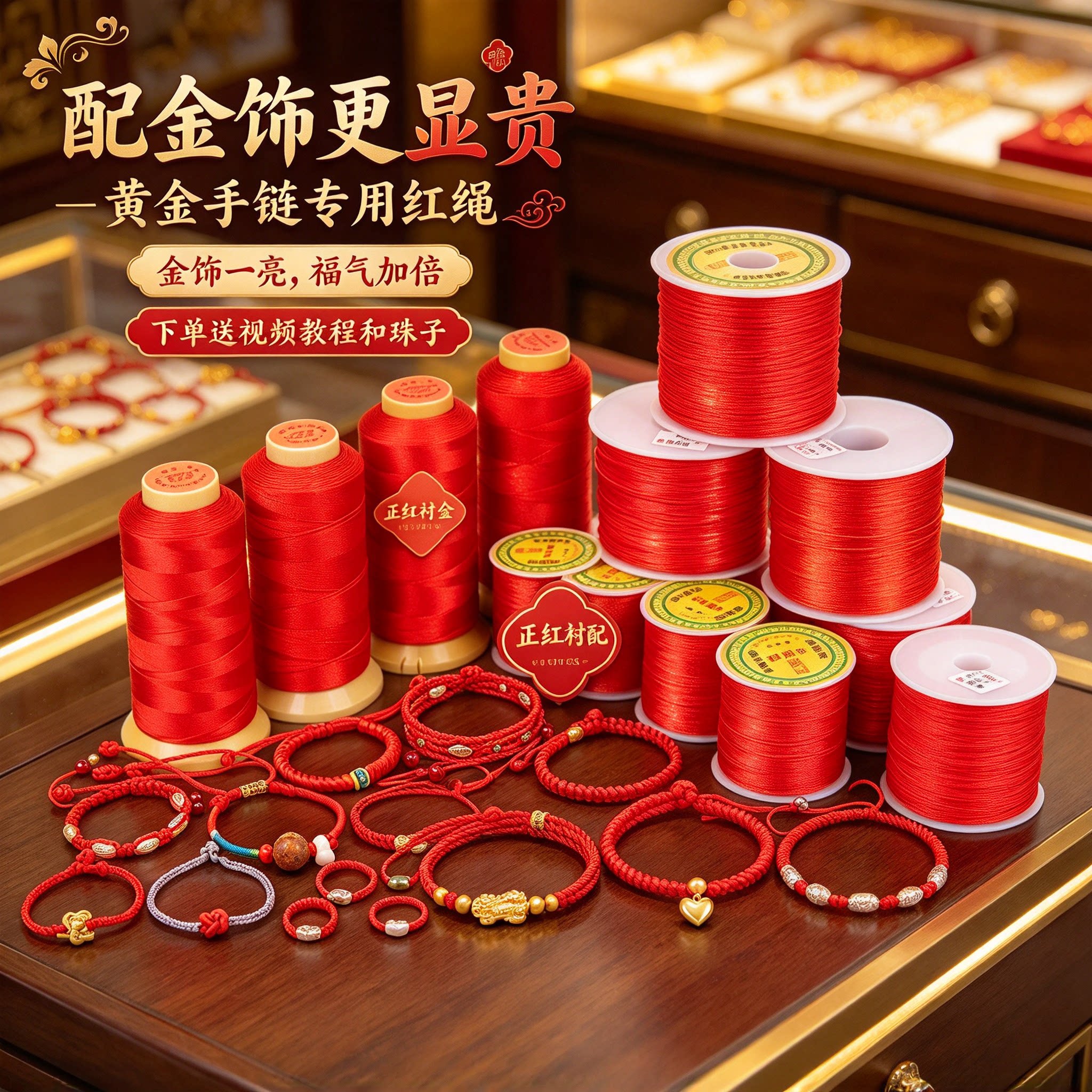 红绳手链编织绳编绳线手工DIY材料玉线编织手绳吊坠挂绳红线绳子