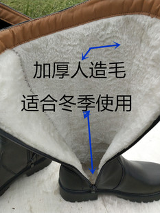 中小学生马靴皮靴加绒男女款拉链升旗靴长筒骑士马术皮靴防滑保暖