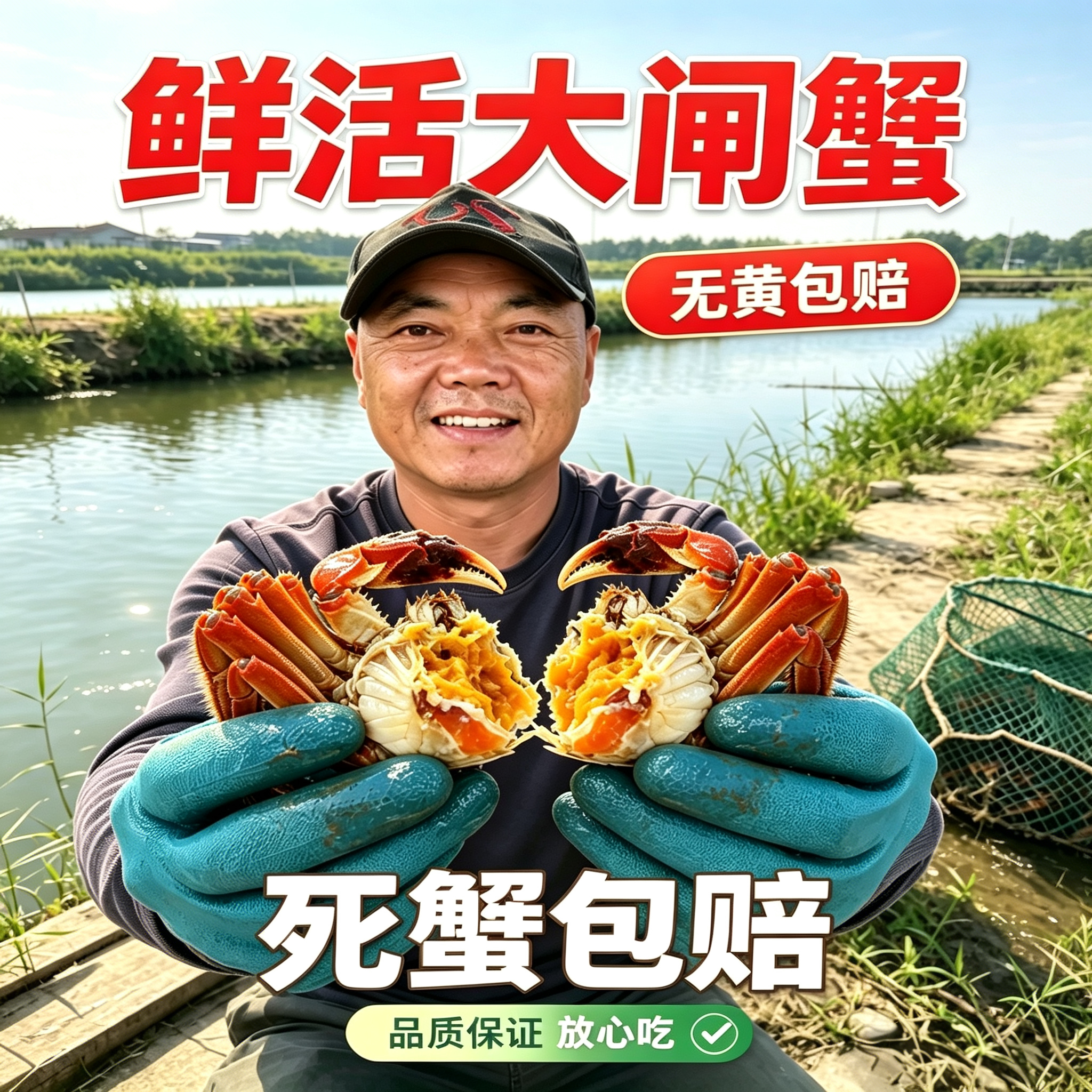 鲜活大闸蟹现捕现发活蟹 精品大蟹 死蟹无黄包赔