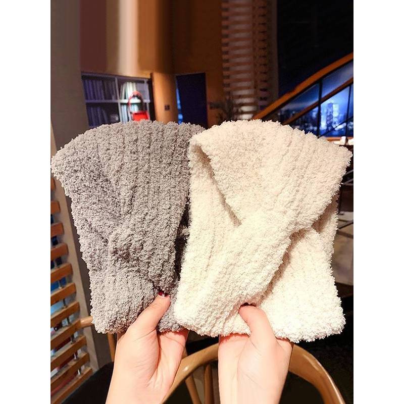 月子发带女产后秋冬季产妇防风束发毛线保暖头套针织宽边头饰发箍