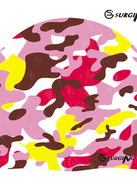 Surging泳帽 纯硅胶水滴奶牛白游泳帽 长发短发舒适白色 男女