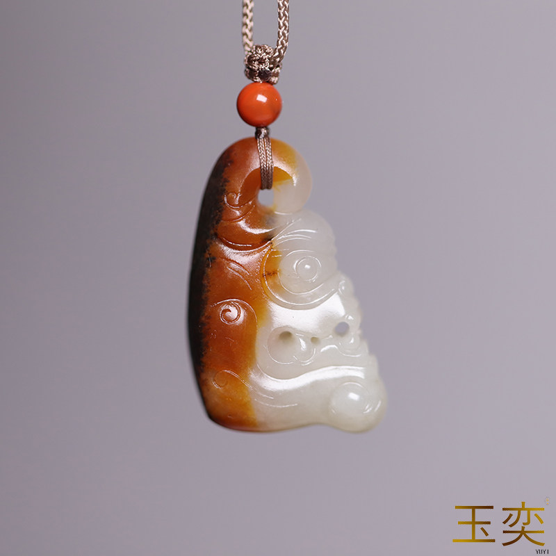 玉奕和田玉籽料仿古瑞兽吊坠