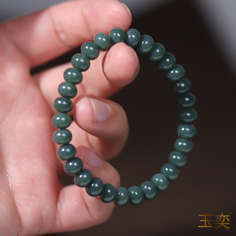 玉奕新疆和田玉籽料算盘珠手串