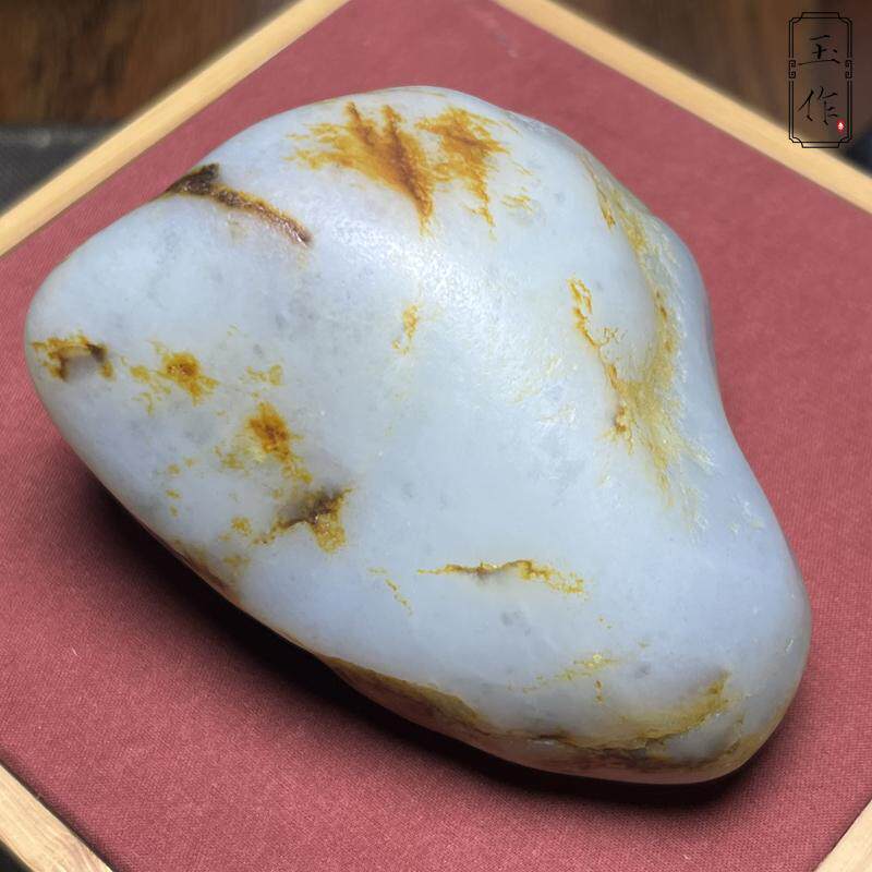 玉奕z1新疆和田玉籽料青花秋梨皮洒金皮原石料原料溯源图非卖链接