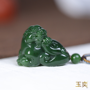 玉奕新疆和田玉籽料37.8克碧玉苏工瑞兽貔貅守护挂件手把件玉貔貅
