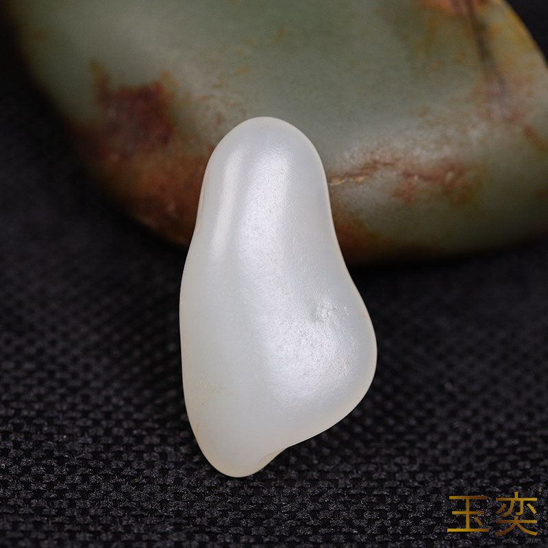 玉奕和田白玉独籽原石金镶玉