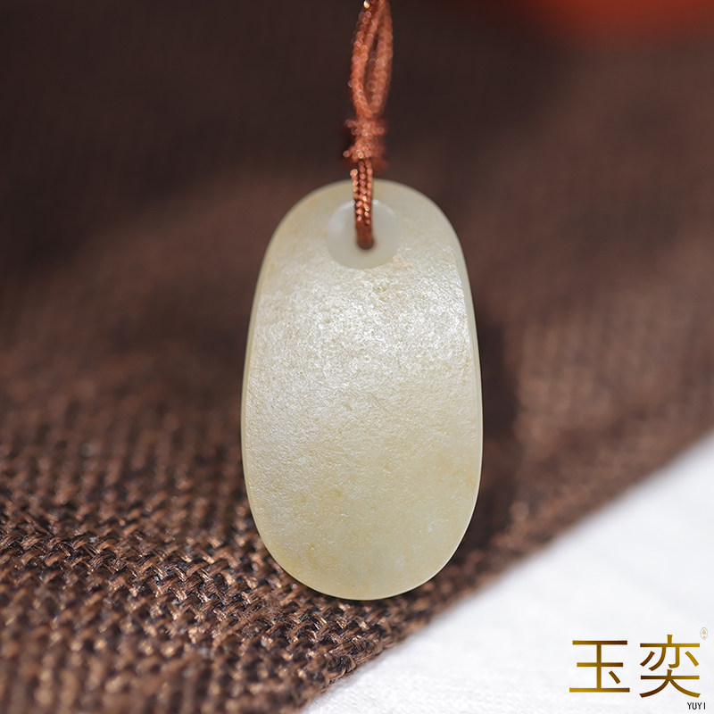 玉奕籽玉新疆和田玉4克籽料青白玉洒金皮仿古随型吊坠挂件玉佩饰