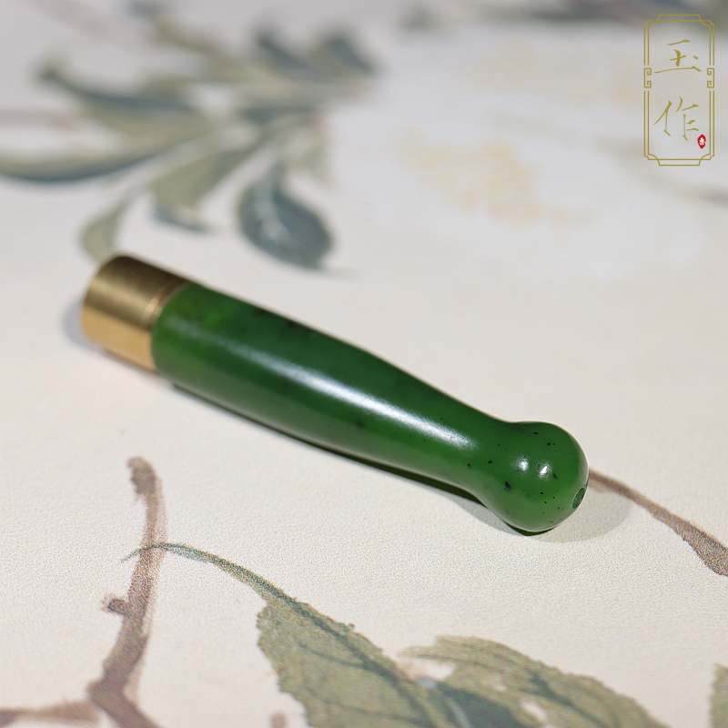 玉作碧玉籽料煙嘴特色煙嘴