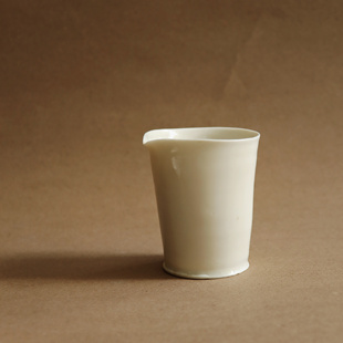 后朴展厅现货日本陶艺家寒川义雄手作白瓷公道杯片口茶具