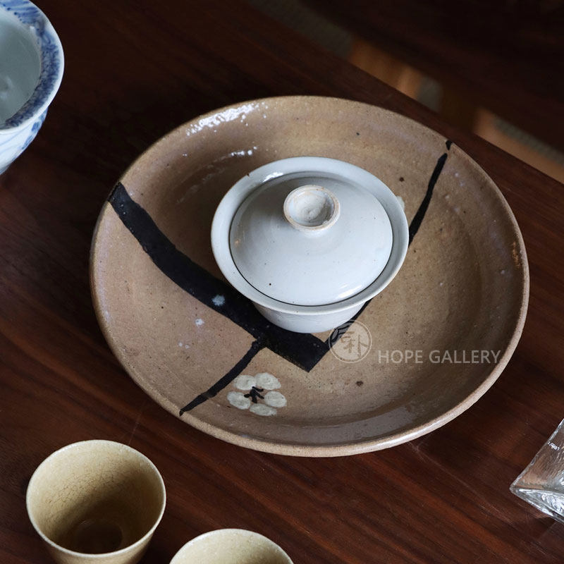 后朴展厅现货日本古美术手作梅花陶盘壶承点心盘碟茶具