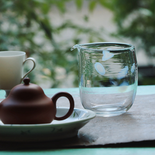后朴展厅现货日本玻璃职人今井美智云朵公道杯片口茶具