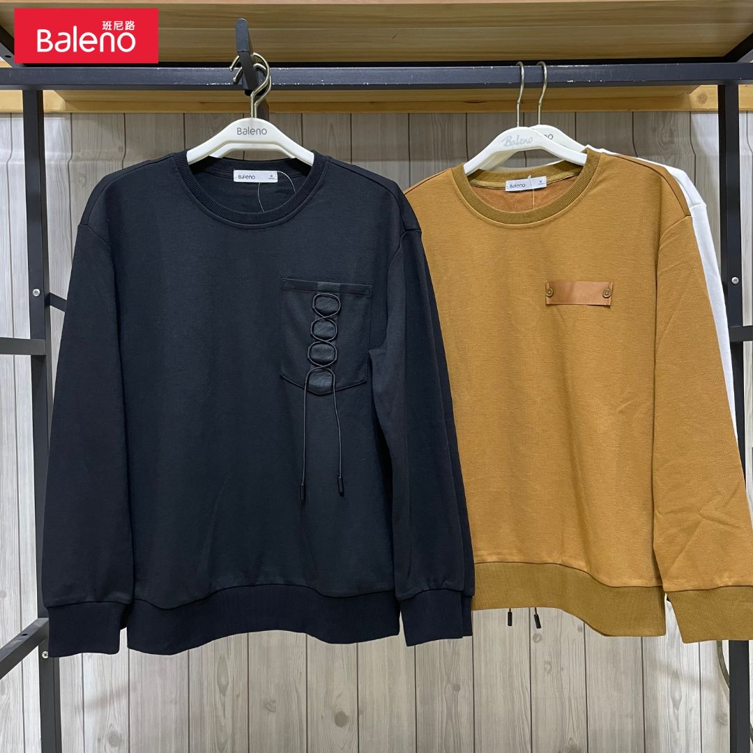 圆领纯棉班尼路卫衣套头