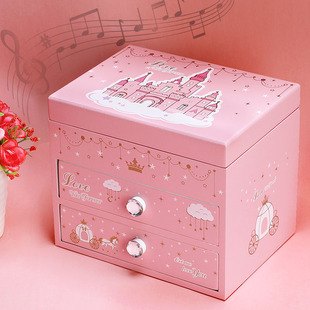 音乐盒女童公主首饰盒木质跳舞女生八音盒水晶球儿童女孩生日礼物
