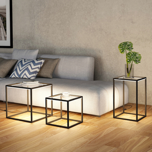 带花架的落地灯客厅沙发旁置物架带灯边桌边几落地氛围灯一体简约