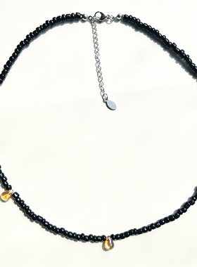 项链小众设计水晶黑色简约串珠百搭ins风高级锁骨新款链女