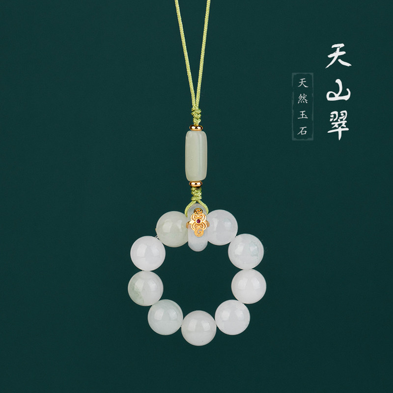 天然玉石手机链女精致古风手捻指环扣挂绳防丢挂饰包包钥匙扣挂件